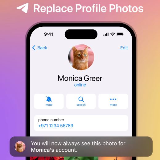 عکس پروفایل تماس در آپدیت تلگرام