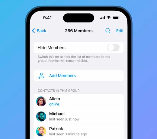 اعضای گروه را از آپدیت های تلگرام مخفی کنید