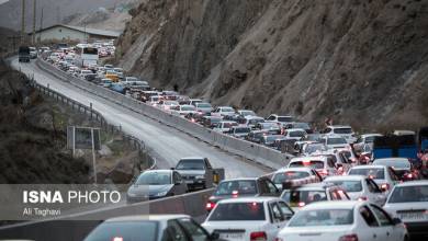 ترافیک سنگین در جاده چالوس، هراز و فشم